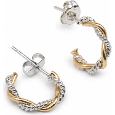 Able Faye Two-tone Braided Mini Hoops In Gold