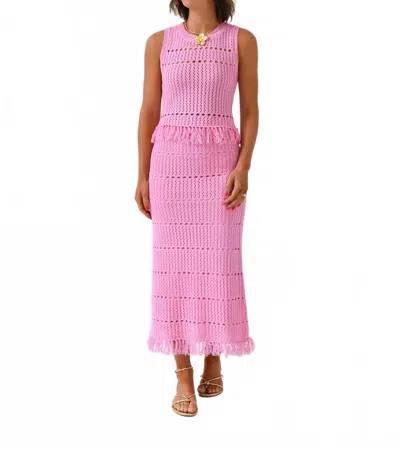 Able Flirting In Fringe Knit Set In Pink