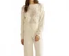 Able Flower Embroidered Openwork Sweater Top In Cream In White