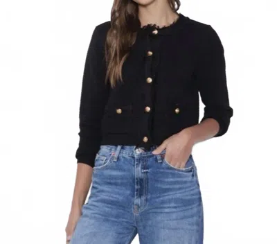 Able Frayed Edge Cardigan Jacket In Black