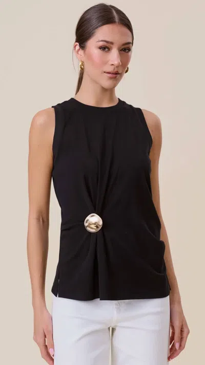 Able Gathered Brooch Top In Black