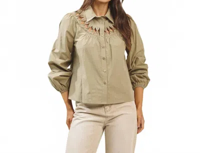 Able Gretchen Cutwork Blouse In Green In Neutral