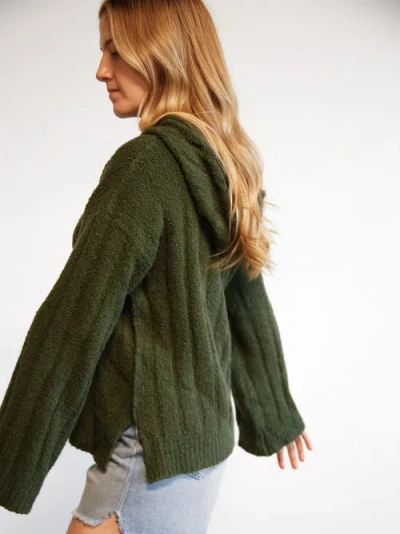 Able Harlow Boucle Jumper Hoodie In Alpine Green