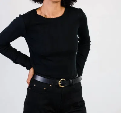 Able Harper Pointelle Knit Top In Black