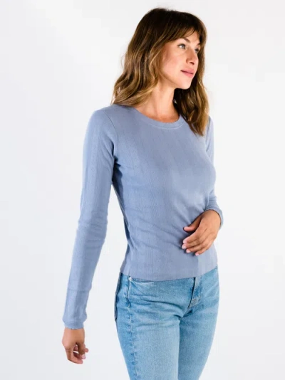 Able Harper Pointelle Knit Top In Slate Blue