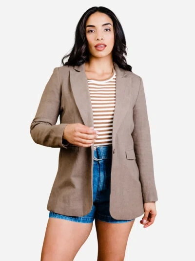 Able Heather Linen Blazer In Driftwood