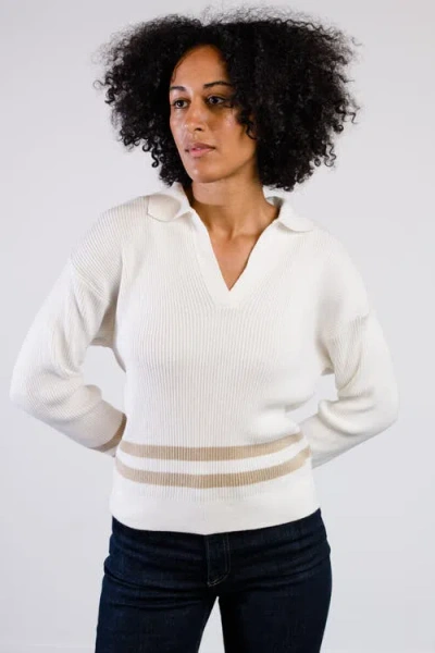 Able Jenna Polo Sweater In Almond/brown Sugar