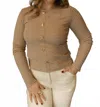 Able Jewel Button Stripe Top In Taupe In Gray