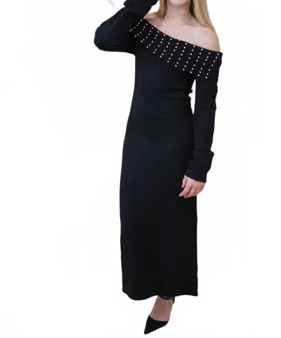 Able Knit Pearl Maxi Dress In Black