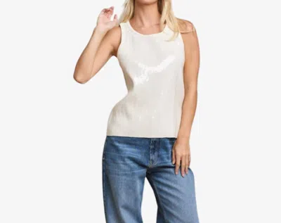 Able Knit Tank Top In Cream With Tonal Sequin Detail In White