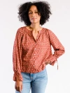 Able Kristen Button Down Blouse In Red Block Print