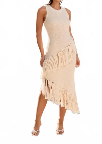 Able La Vita Fringe Knit Dress In Natural In Neutral