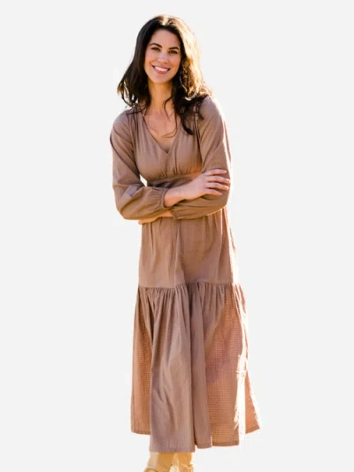 Able Leia Long Sleeve Maxi Dress In Driftwood