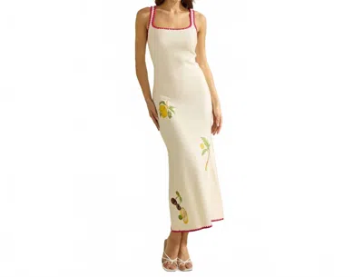 Able Lemon Embroidered Sweater Dress In Cream In Gray