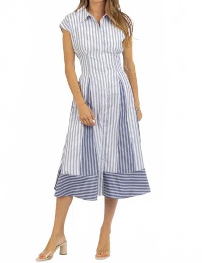 Able Lindsay Midi Dress In Blue/white