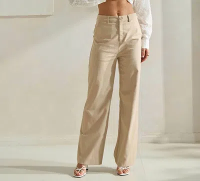 Able Linen Straight Leg High Waisted Pant In Beige In Brown