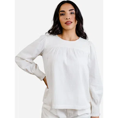 Able Lisa Smocked Neck Sleeve Top In White
