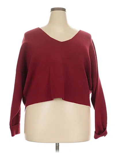 Pre-owned Able Long Sleeve Top Burgundy V-neck Tops