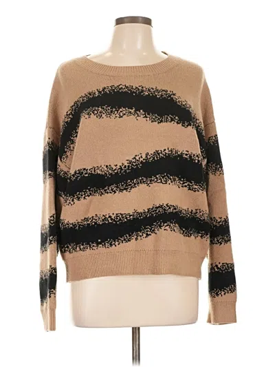 Pre-owned Able Long Sleeve Top Tan Boatneck Tops In Brown