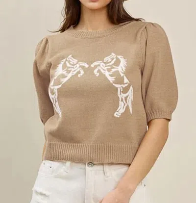 Able Marlee Sweater Top In Beige In Brown