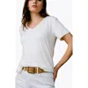 Able Meghan Drapey V-neck Tee In Almond