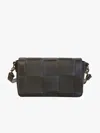 Able Mini Flap Woven Crossbody Bag In Black In Black