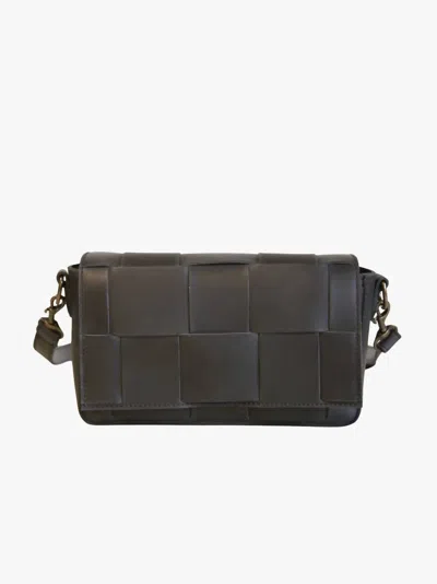 Able Mini Flap Woven Crossbody Bag In Black