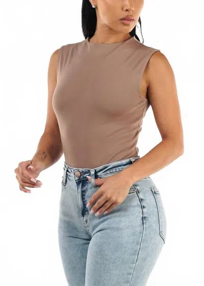 Able Mockneck Sleeveless Top In Mocha In Brown