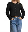 Able Novelty Button Tweed Jacket In Black In Black