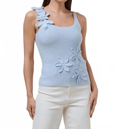 Able Percy Floral Applique Knit Top In Blue