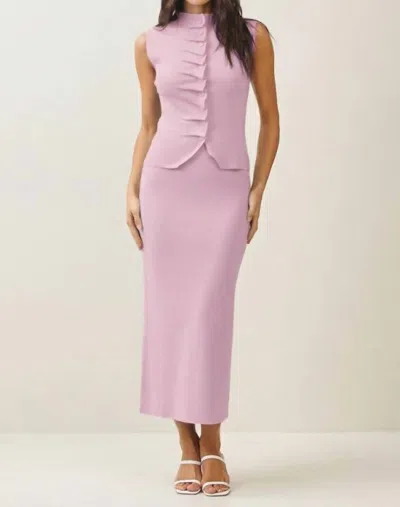 Able Pleated Front Top & Skirt Set In Pink In Purple