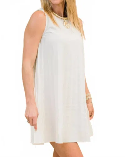 Able Pleated Mini Linen Dress In Natural In White