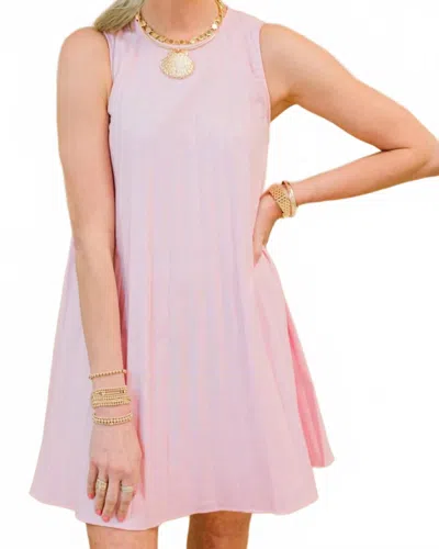 Able Pleated Mini Linen Dress In Pink