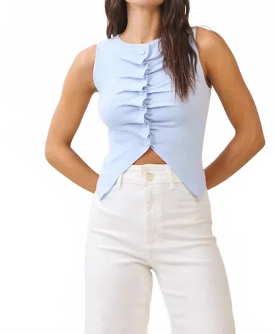 Able Pleated Sleeveless Sweater Top In Blue