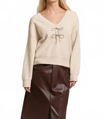 Able Rhinestone Bow Sweater In Cream In Neutral