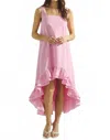 Able Ruffle High Low Dress In Pink In Pink