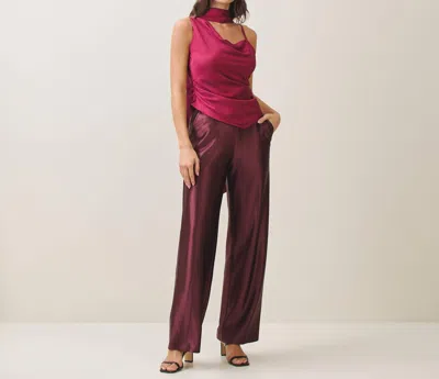 Able Satin Stretch Trousers In Burgundy In Red