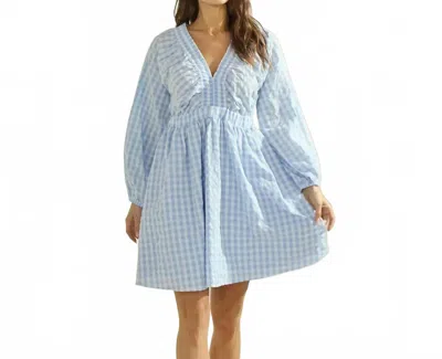 Able Seersucker Gingham Dress In Blue