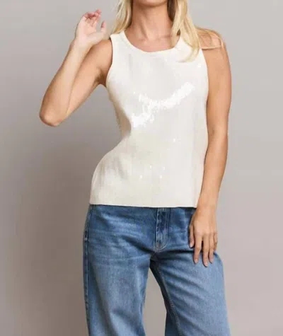 Able Sequin Sleeveless Top In Ivory In White