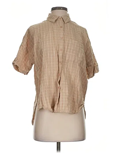 Pre-owned Able Short Sleeve Blouse In Tan