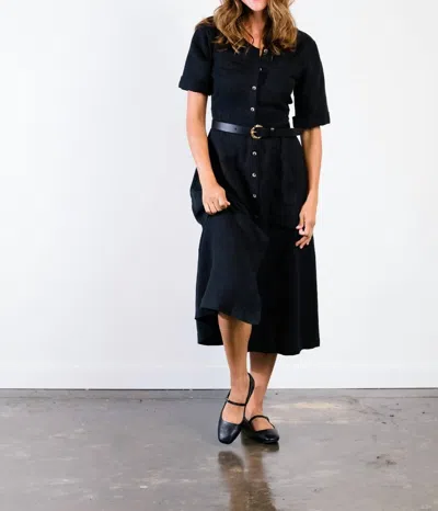 Able Sierra Midi Dress In Black In Blue