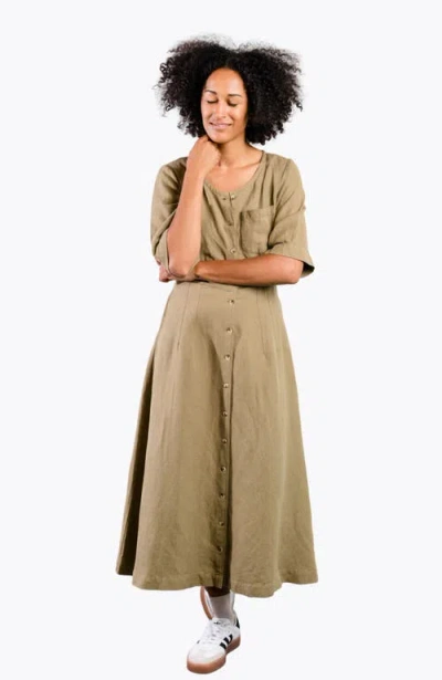 Able Sierra Utility Midi Dress In Dusky Green