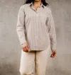 Able Sophia Button Down Shirt In Brown Stripe In Neutral