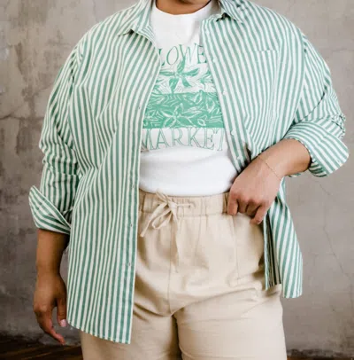 Able Sophia Button Down Shirt In Green Stripe
