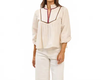 Able Sophia Embroidered Top In Ecru In Neutral
