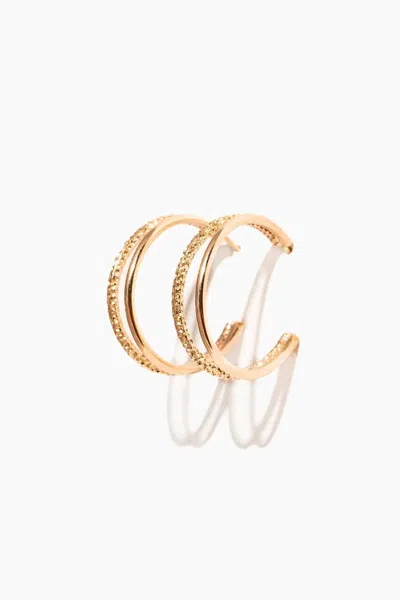 Able Sparkle Double Hoops In Gold