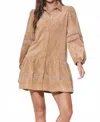 Able Suede Babydoll Dress In Tan In Multi