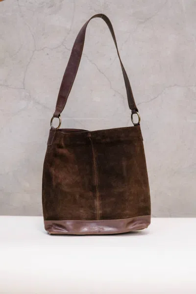 Able Talia Tote In Chocolate Brown Suede