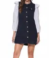 Able Tweed Dress In Navy Blue In Blue