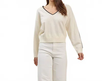 Able V-neck Side Striped Sweater In Cream In White